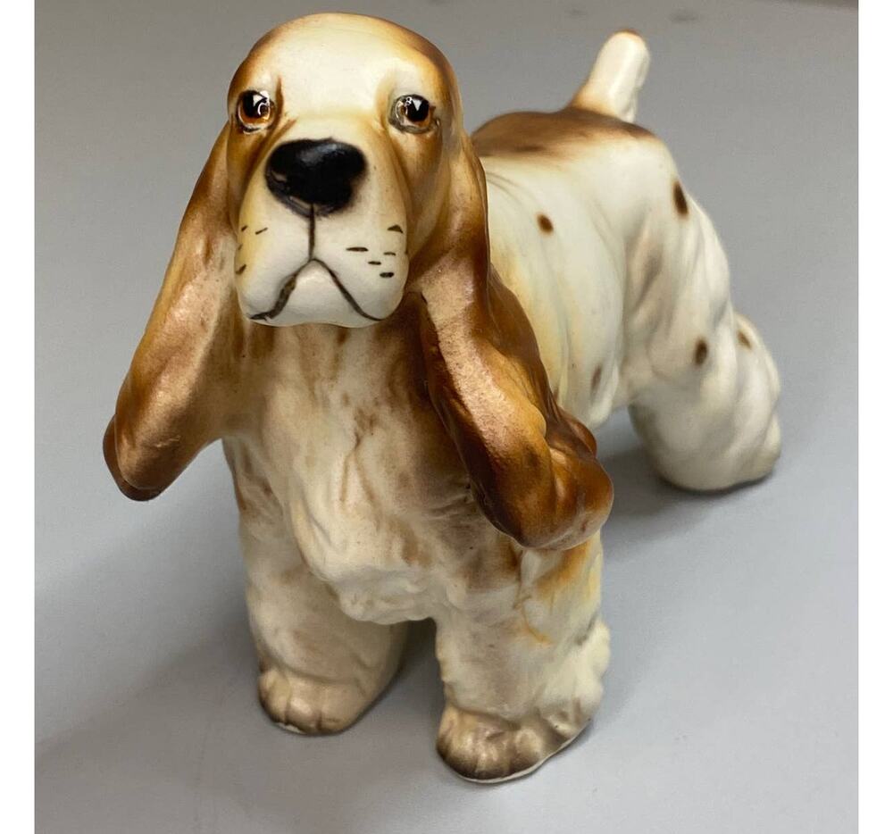 Vintage 60s Cocker Spaniel Dog Figurine Made In Japan Realistic 4" Sweet Face